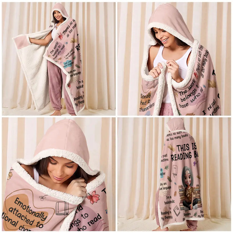 This Is My Reading Blanket Birth Month Flower - Personalized Wearable Hooded Blanket