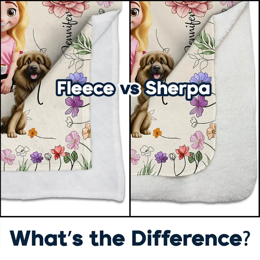 Pet Lovers, Pet Mom, Happy - A Girl And Her Dog A Bond Can't Be Broken Birth Month Flower - Personalized Fleece Blanket, Sherpa Blanket