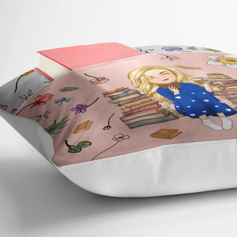 Reading,Gift For Yourself,Gift For Women,Happy - This Is My Reading Pillow Cartoon Version Birth Month Flower - Personalized Pocket Pillow