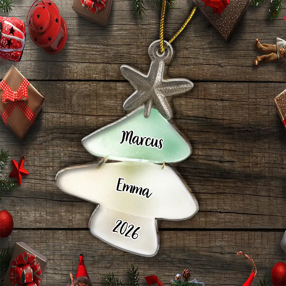 Beach Stones Family Christmas - Personalized Custom Shaped Acrylic Ornament