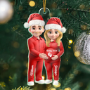 Christmas,Gift For Couples,New Dad,New baby,New Mom - 3D Effect Couple Expecting Parents, Baby Expecting, Baby Announcement - Personalized Custom Shaped Acrylic Ornament
