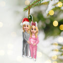Christmas,Gift For Couples,New Dad,New baby,New Mom - 3D Effect Couple Expecting Parents, Baby Expecting, Baby Announcement - Personalized Custom Shaped Acrylic Ornament