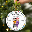 Christmas, Gift For Couples, New Dad, New baby, New Mom - Baby Arriving Expecting Parents 3D Effect, Pet Parents To Human Parents - Personalized Circle Ceramic Ornament