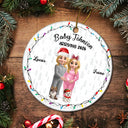 Christmas, Gift For Couples, New Dad, New baby, New Mom - Baby Arriving Expecting Parents 3D Effect, Pet Parents To Human Parents - Personalized Circle Ceramic Ornament