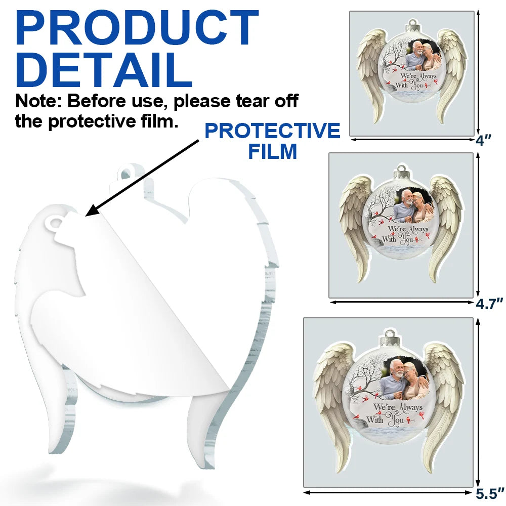 Memorial,Family,Gift For Women,Gift For Men,Sad,Christmas,Top Market - Custom Photo I'm Always With You Angel Wings - Personalized Custom Shaped Acrylic Ornament