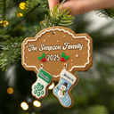 Family, Gift For Women, Gift For Men, Pet Lovers, Happy, Christmas, Top Market - Christmas Family Stockings Ceramic Effect - Personalized Custom Shaped Wooden Ornament