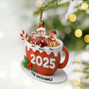 Christmas,Family,Happy - Family Sitting 3D Effect Marshmallow - Personalized Custom Shaped Acrylic Ornament