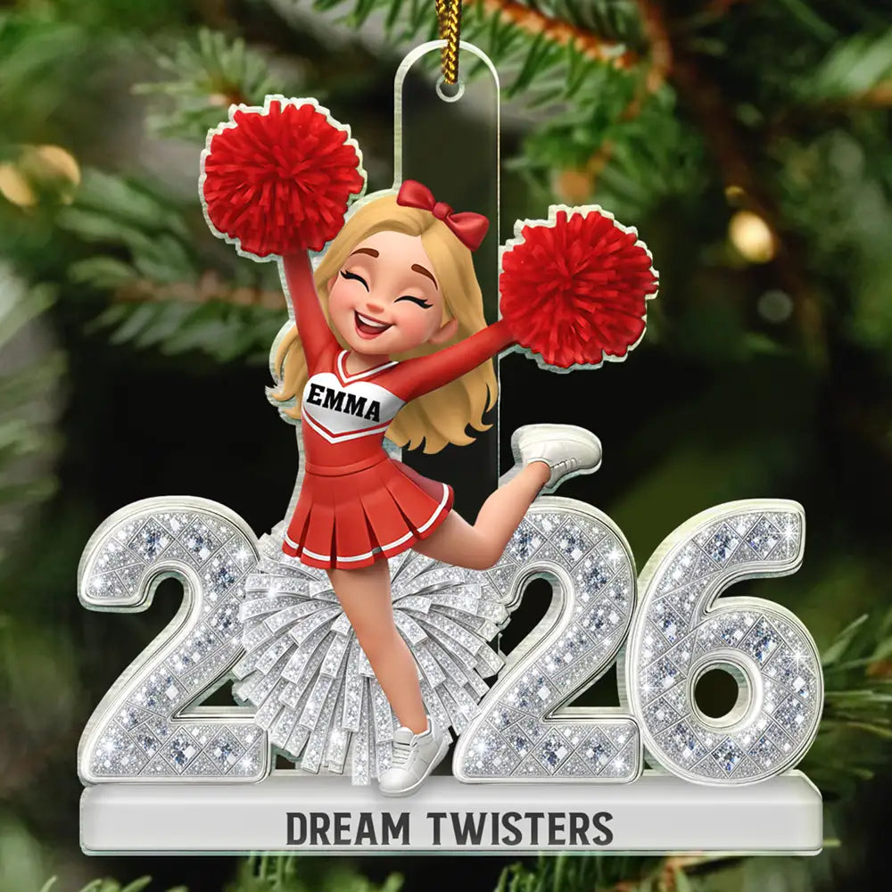 3D Shining Effect Christmas Cheerleader - Personalized Custom Shaped Acrylic Ornament