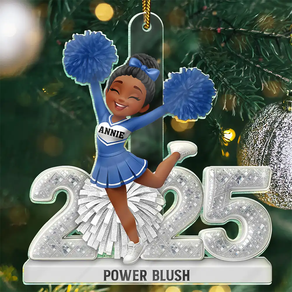 Gift For Yourself,Gift For Women,Happy,Christmas - 3D Shining Effect Christmas Cheerleader - Personalized Custom Shaped Acrylic Ornament