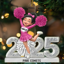 Gift For Yourself,Gift For Women,Happy,Christmas - 3D Shining Effect Christmas Cheerleader - Personalized Custom Shaped Acrylic Ornament