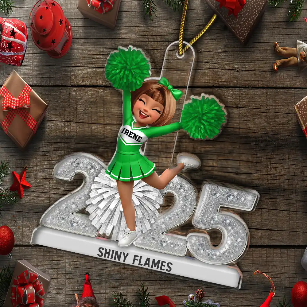 Gift For Yourself,Gift For Women,Happy,Christmas - 3D Shining Effect Christmas Cheerleader - Personalized Custom Shaped Acrylic Ornament