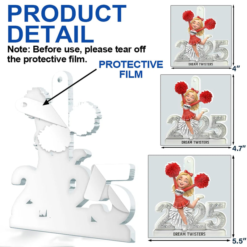 Gift For Yourself,Gift For Women,Happy,Christmas - 3D Shining Effect Christmas Cheerleader - Personalized Custom Shaped Acrylic Ornament