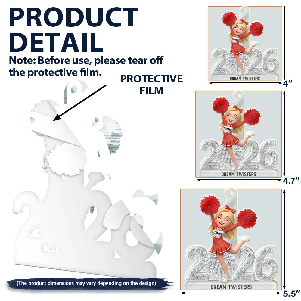 3D Shining Effect Christmas Cheerleader - Personalized Custom Shaped Acrylic Ornament