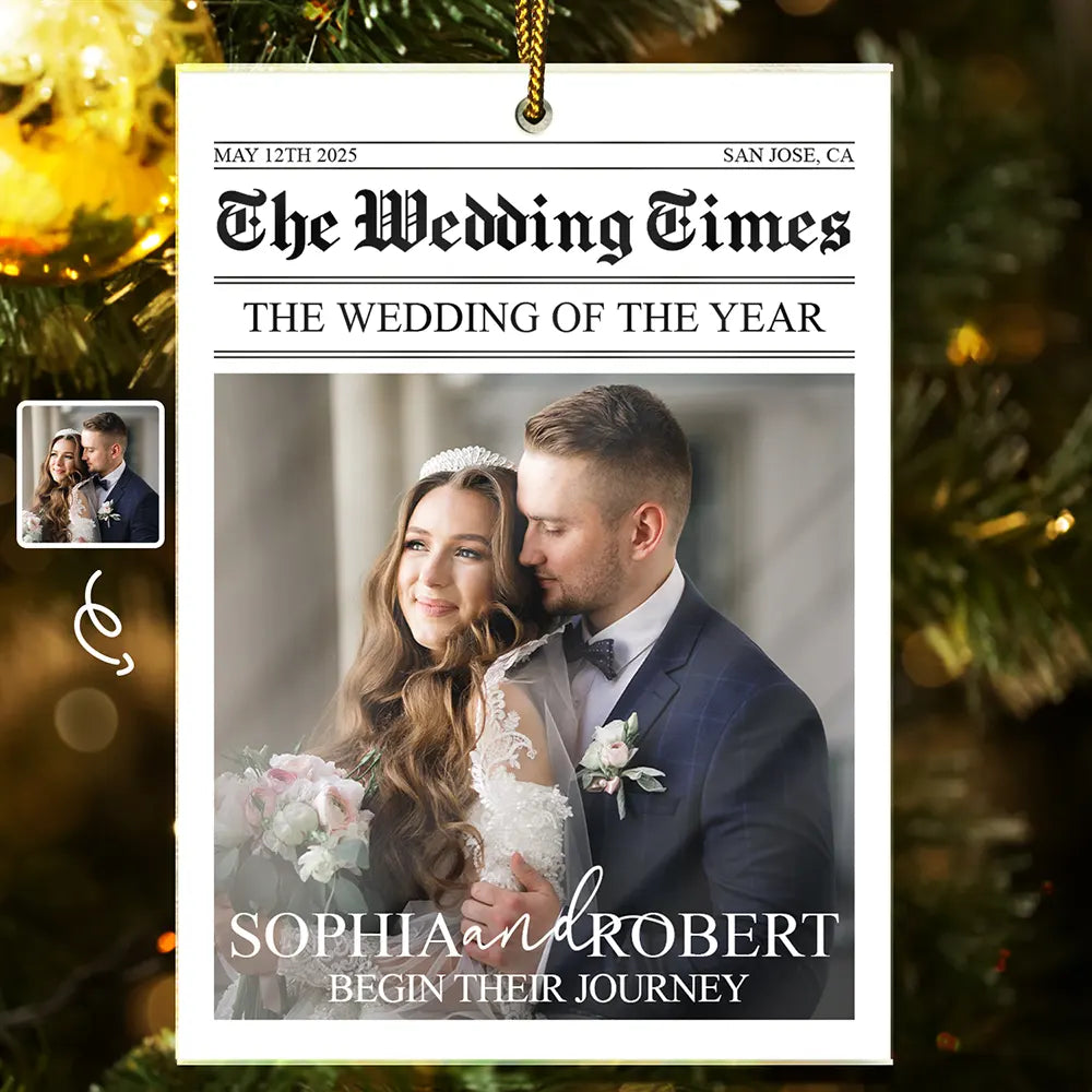 Custom Photo The Wedding Of The Year Newlywed Couples - Personalized Custom Shaped Acrylic Ornament