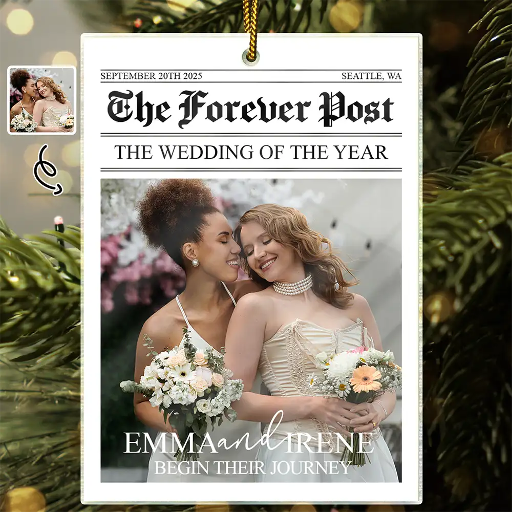 Gift For Couples,Wedding,Christmas,Love,Gift For Women,Gift For Men,Gift For Wife,Gift For Husband - Custom Photo The Wedding Of The Year Newlywed Couples - Personalized Custom Shaped Acrylic Ornament