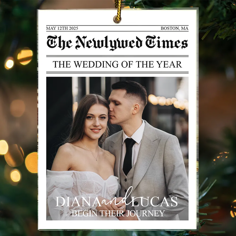 Gift For Couples,Wedding,Christmas,Love,Gift For Women,Gift For Men,Gift For Wife,Gift For Husband - Custom Photo The Wedding Of The Year Newlywed Couples - Personalized Custom Shaped Acrylic Ornament