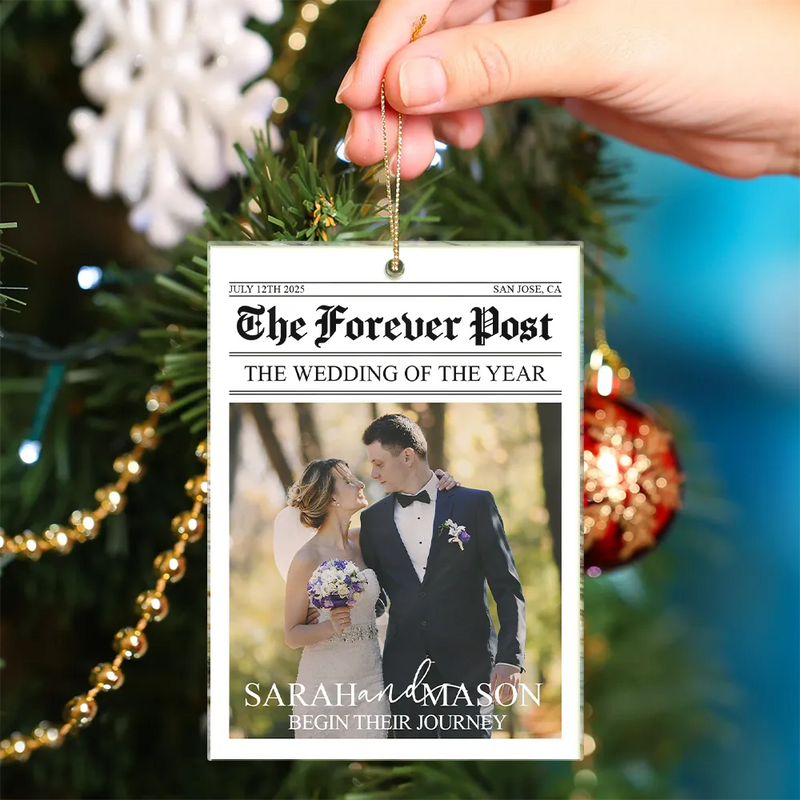 Gift For Couples,Wedding,Christmas,Love,Gift For Women,Gift For Men,Gift For Wife,Gift For Husband - Custom Photo The Wedding Of The Year Newlywed Couples - Personalized Custom Shaped Acrylic Ornament