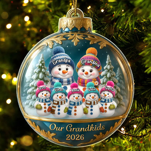 Snowman Our Grandkids - Personalized Custom Shaped Acrylic Ornament