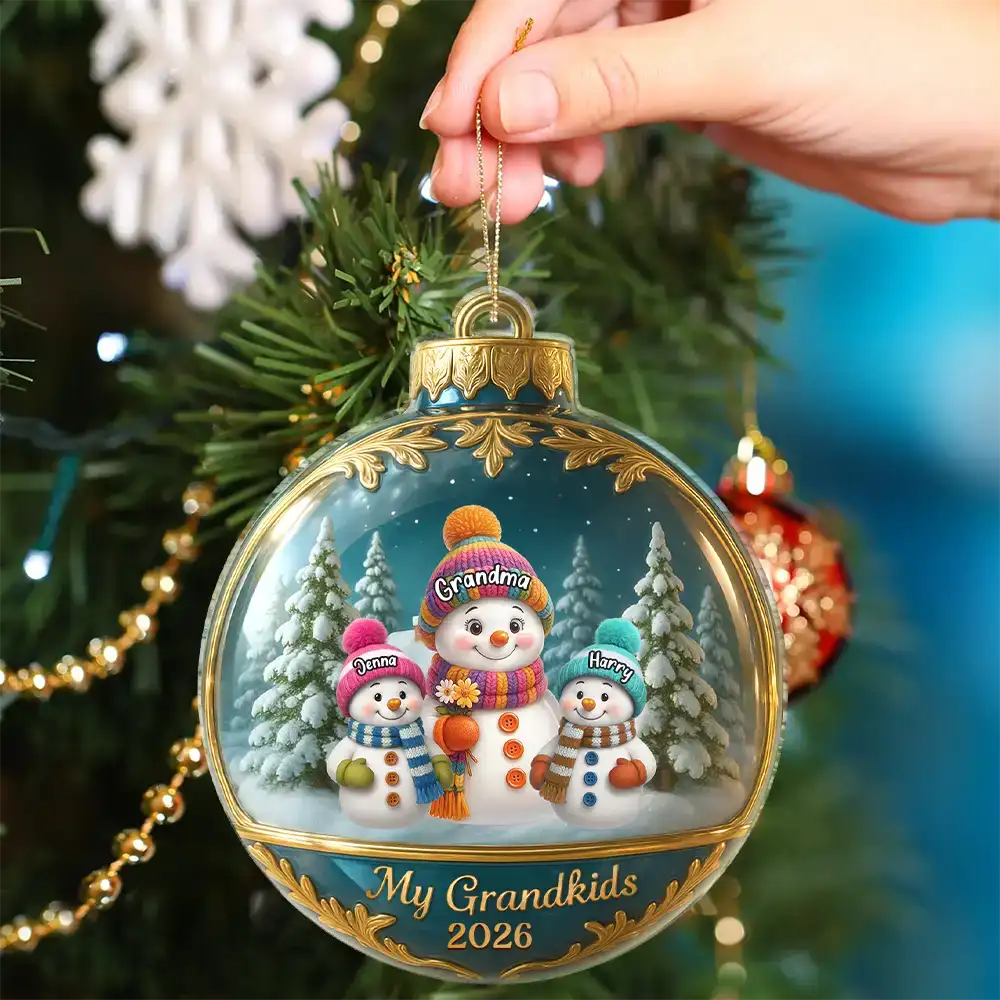 Snowman Our Grandkids - Personalized Custom Shaped Acrylic Ornament