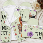Reading, Gift For Yourself, Gift For Women, Happy - My Reading Blanket Reading Girl With Birth Month Flower - Personalized Wearable Hooded Blanket