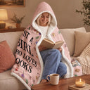 Reading, Gift For Yourself, Gift For Women, Happy - My Reading Blanket Reading Girl With Birth Month Flower - Personalized Wearable Hooded Blanket