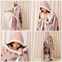 Reading, Gift For Yourself, Gift For Women, Happy - My Reading Blanket Reading Girl With Birth Month Flower - Personalized Wearable Hooded Blanket