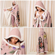 Reading, Gift For Yourself, Gift For Women, Happy - My Reading Blanket Reading Girl With Birth Month Flower - Personalized Wearable Hooded Blanket