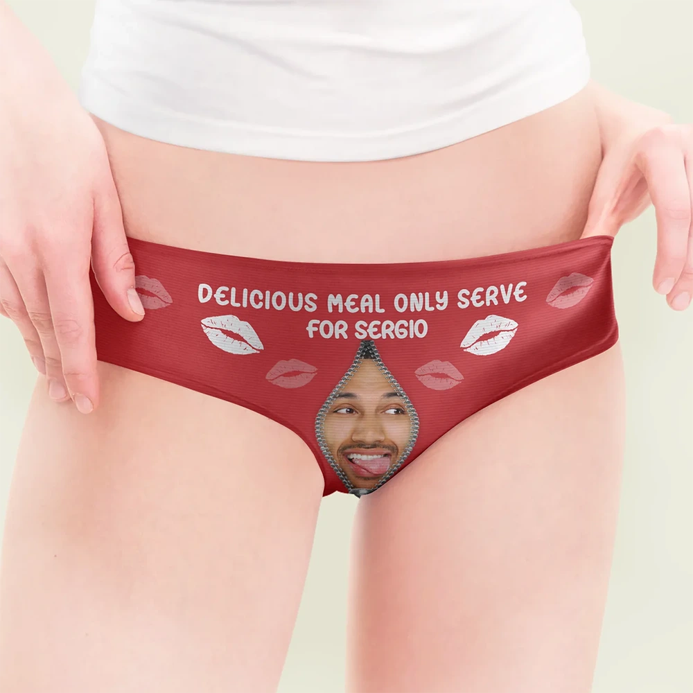 Gift For Couples,Gift For Wife,Gift For Girlfriend,Gift For Women,Funny,Custom Photo - Custom Photo Delicious Meal Only Serve For You - Personalized Women's Low-waisted Brief