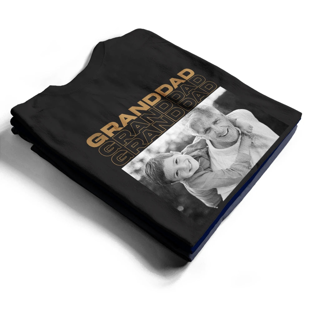 Custom Photo,Gift For Father,Gift For Grandpa,Happy - Custom Photo B&W Gift For Father - Personalised T Shirt