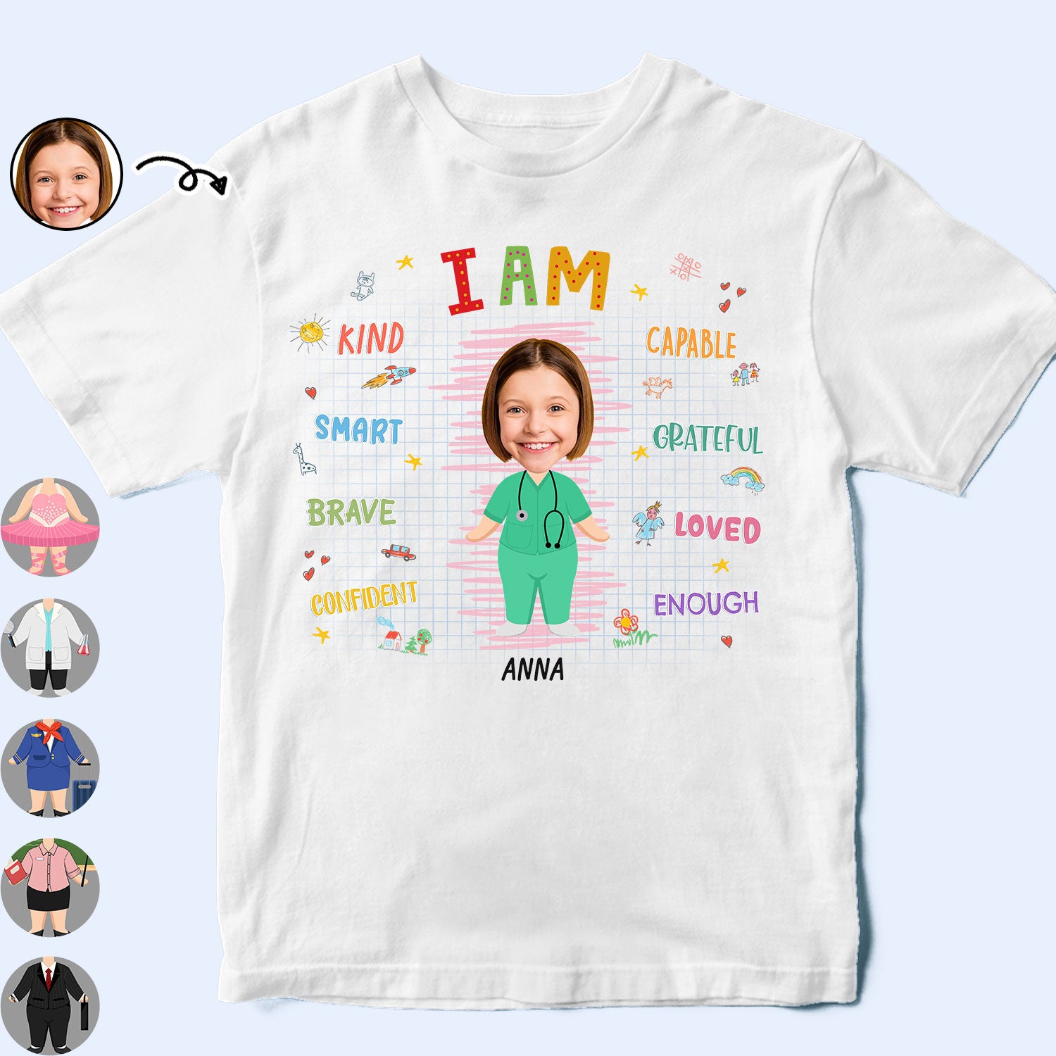 Custom Photo I'm Kind Smart Brave Confident - Gift For Kid - Personalized T Shirt