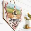 If We Don't Answer Check The Ball Field - Gift For Family, Baseball, Softball Fans - Personalized Custom Shaped Wood Sign