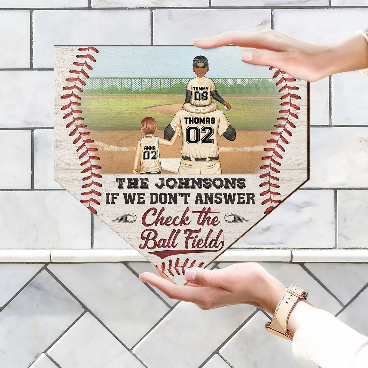 If We Don't Answer Check The Ball Field - Gift For Family, Baseball, Softball Fans - Personalized Custom Shaped Wood Sign