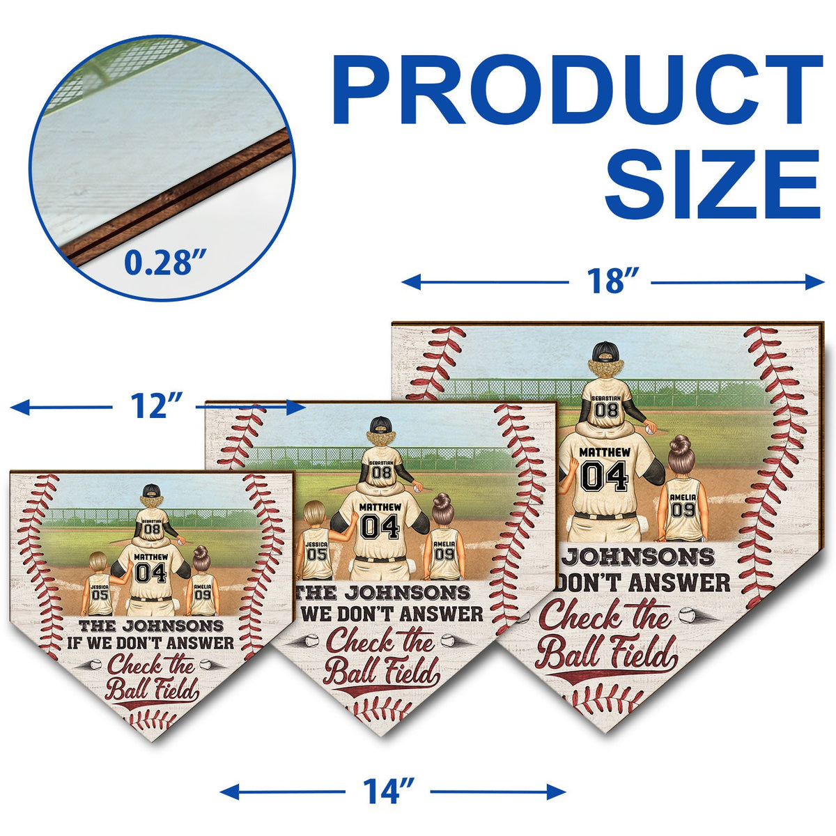 If We Don't Answer Check The Ball Field - Gift For Family, Baseball, Softball Fans - Personalized Custom Shaped Wood Sign