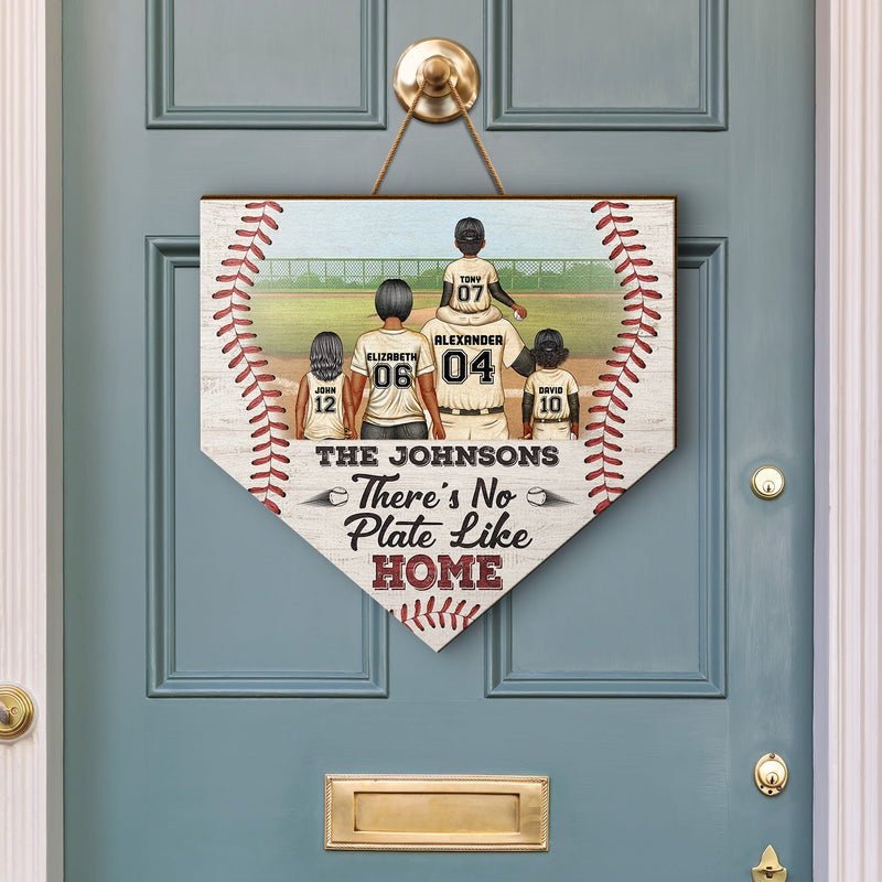 There's No Plate Like Home - Gift For Family, Baseball, Softball Fans - Personalized Custom Shaped Wood Sign