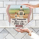 There's No Plate Like Home - Gift For Family, Baseball, Softball Fans - Personalized Custom Shaped Wood Sign
