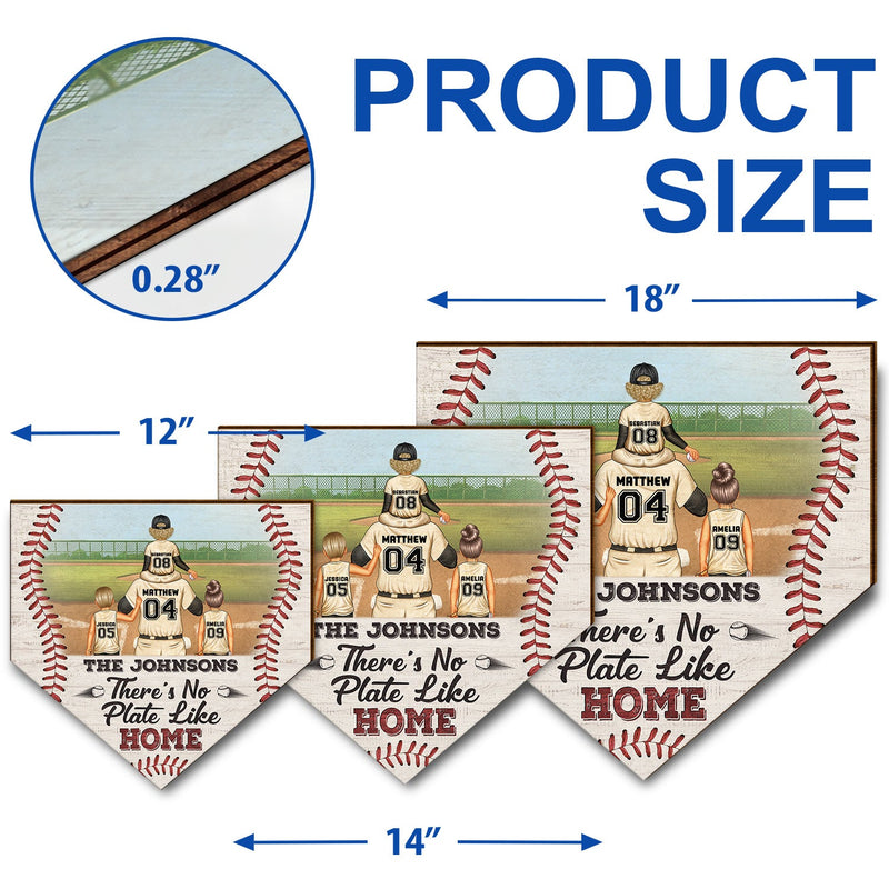 There's No Plate Like Home - Gift For Family, Baseball, Softball Fans - Personalized Custom Shaped Wood Sign