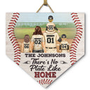 There's No Plate Like Home - Gift For Family, Baseball, Softball Fans - Personalized Custom Shaped Wood Sign