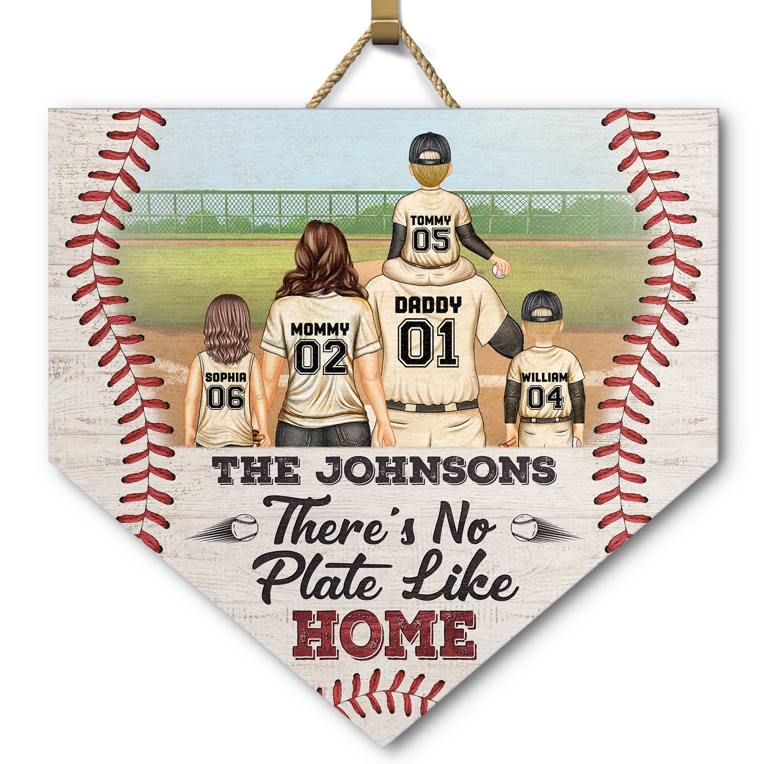 There's No Plate Like Home - Gift For Family, Baseball, Softball Fans - Personalized Custom Shaped Wood Sign