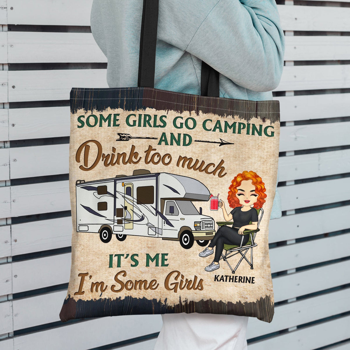 Never Dreamed I'd Grow Up To Be A Super Sexy Camping Lady - Gift For Campers - Personalized Custom Zippered Canvas Bag