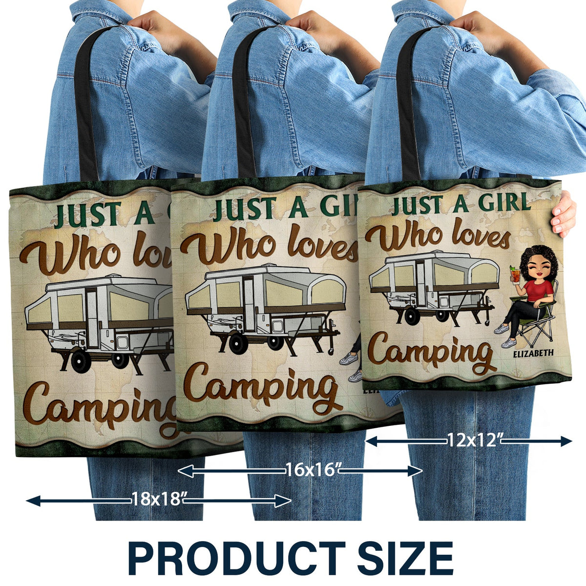 Personalized Camping Couple Chibi Flag Sign - Up to 4 Dogs - A Super Sexy Camping Lady and Her Grumpy Husband main image 1