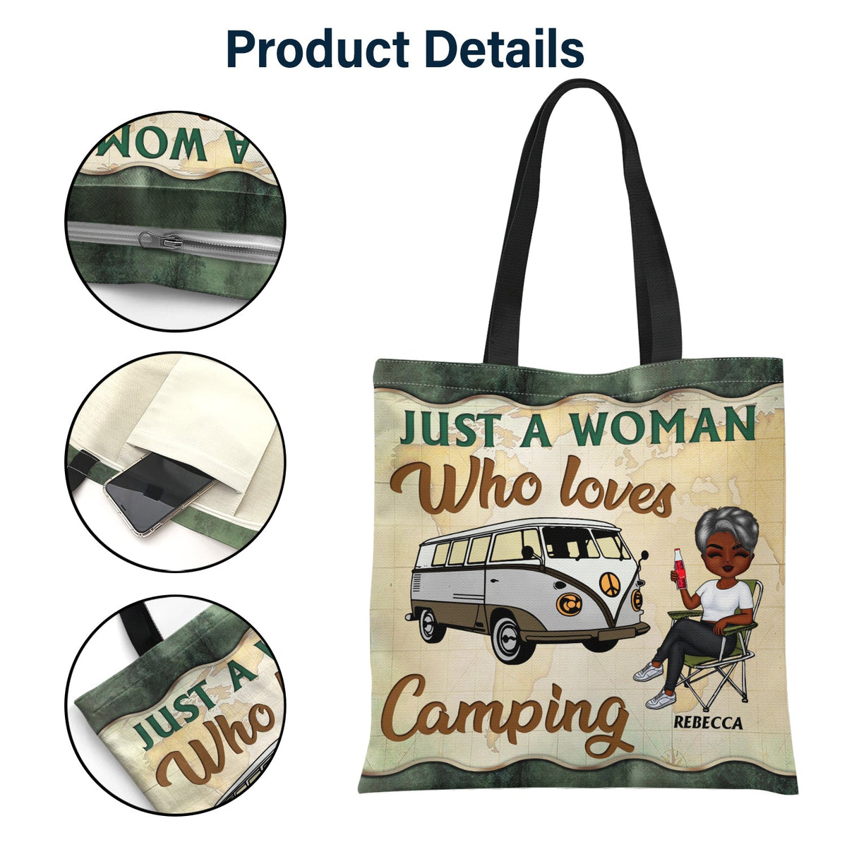 Never Dreamed I'd Grow Up To Be A Super Sexy Camping Lady - Gift For Campers - Personalized Custom Zippered Canvas Bag