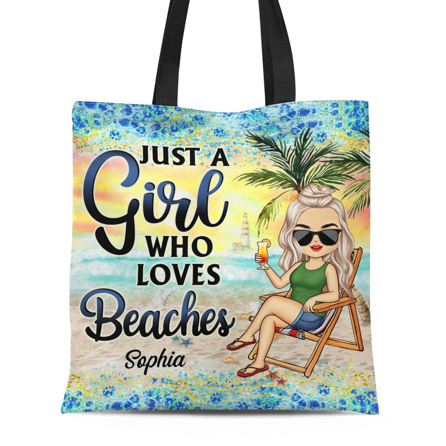 Just A Girl Who Loves Beaches Swimming Picnic Vacation Traveling - Birthday, Funny Gift For Her - Personalized Custom Zippered Canvas Bag
