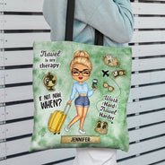 Le voyage est ma thérapie - Cadeau pour elle, passionnée de voyages - Sac en toile zippé personnalisé