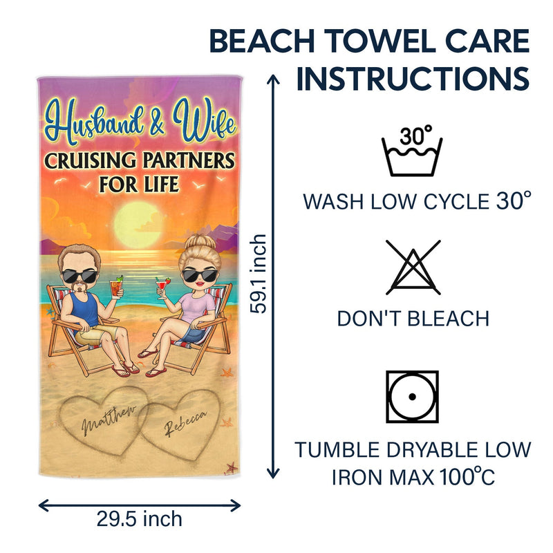 I Love You To The Beach And Back Chibi Traveling Beach Swimming Picnic Vacation - Birthday, Funny Gift For Her, Him, Couples, Family - Personalized Custom Beach Towel