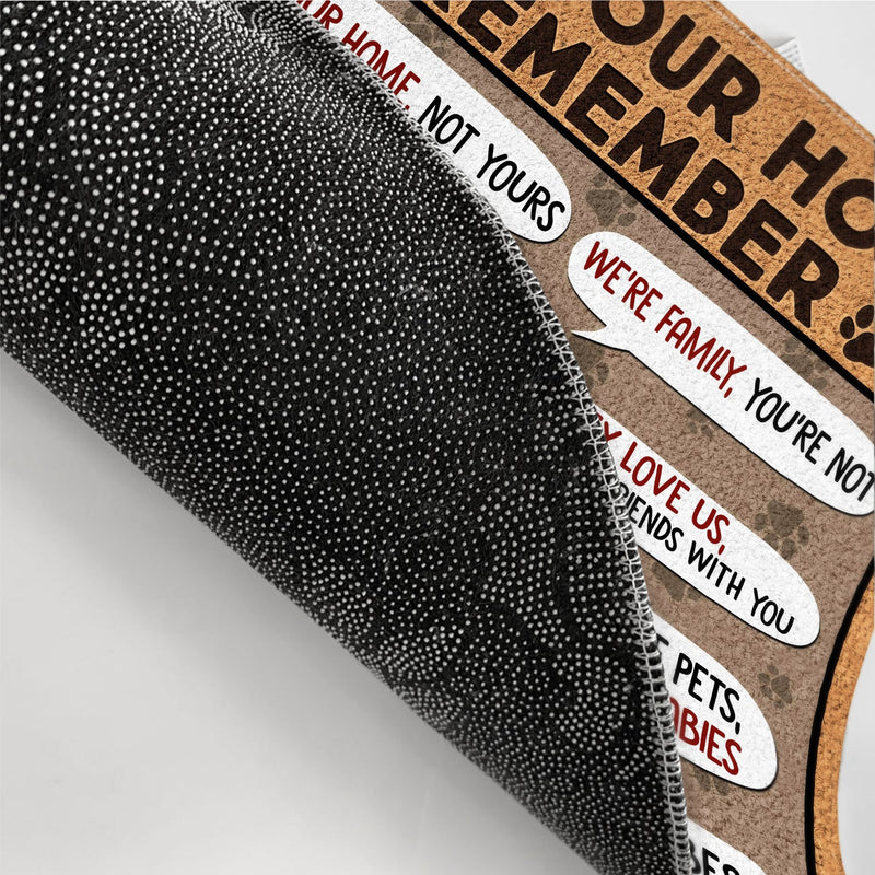 N'oubliez pas de visiter notre maison - Cadeau d'anniversaire, de pendaison de crémaillère, de décoration pour maman chien, papa chien, amoureux des chiens - Paillasson personnalisé