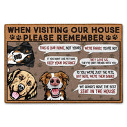 N'oubliez pas de visiter notre maison - Cadeau d'anniversaire, de pendaison de crémaillère, de décoration pour maman chien, papa chien, amoureux des chiens - Paillasson personnalisé