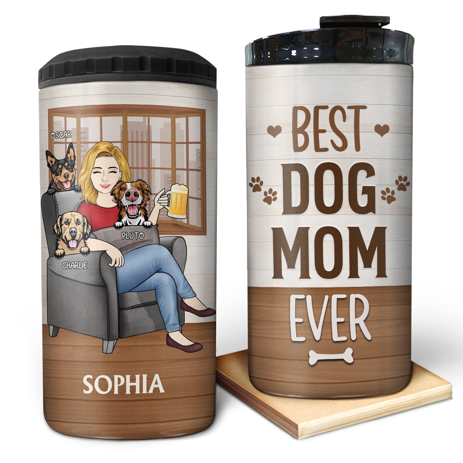 Thank You Best Dog Mom Ever - Birthday, Anniversary Gift For Dog Lover, Woman Who Loves Dogs - Personalized 4 In 1 Can Cooler Tumbler