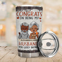 Congrats On Being My Husband Chibi - Anniversary, Vacation, Funny Gift For Couples, Family - Personalized Tumbler