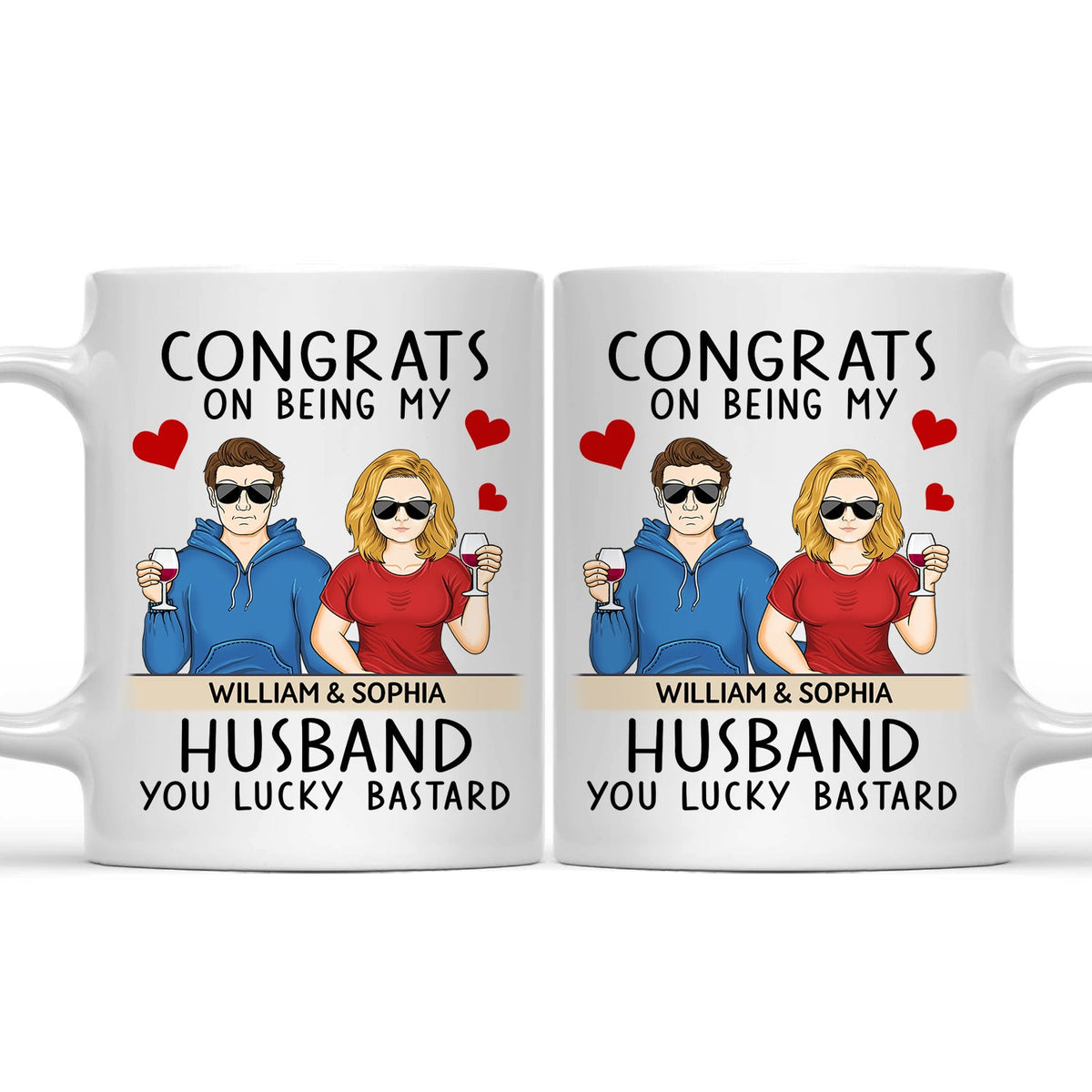 Félicitations pour être devenu mon mari ! Famille - Anniversaire, vacances, cadeau amusant pour les couples - Tasse personnalisée