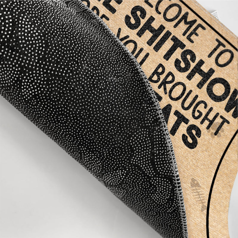 Welcome Hope You Brought Alcohol Funny Cartoon Cat - Gift For Cat Lovers - Personalized Doormat